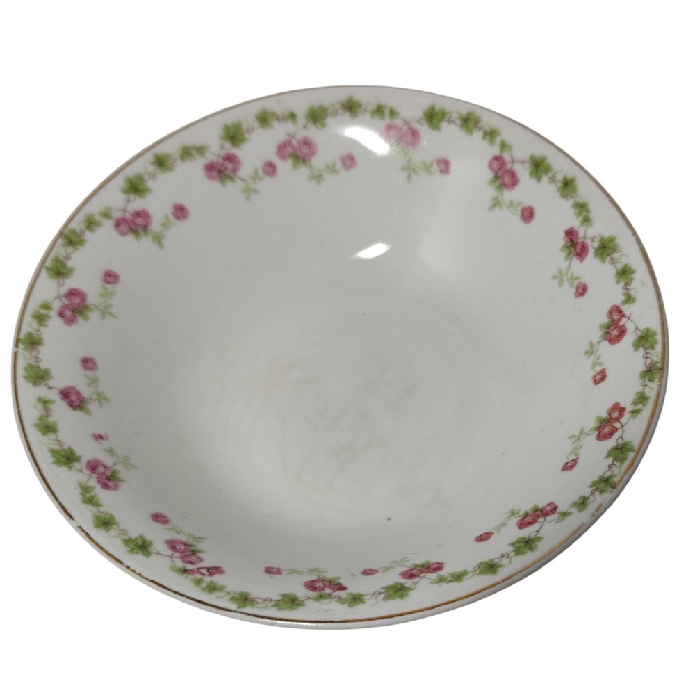 Vintage Steubenville‎ Desert Small Bowl Pink Floral Gold Trim Made In USA SEE